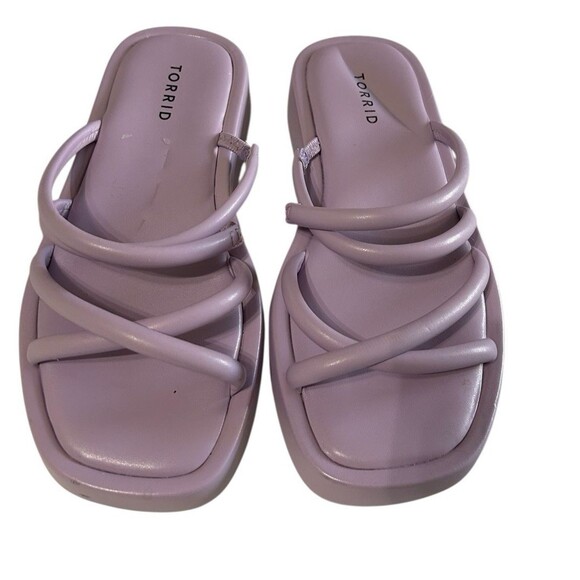 Torrid Sandals Women's 7WW Wide Purple Strappy Platform Slide Slip On Cross - Picture 5 of 12